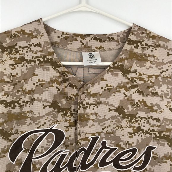 San Diego Padres Mens Shirt XL Kemp Short Sleeve Button Up Camo MLB Baseball - Picture 9 of 15